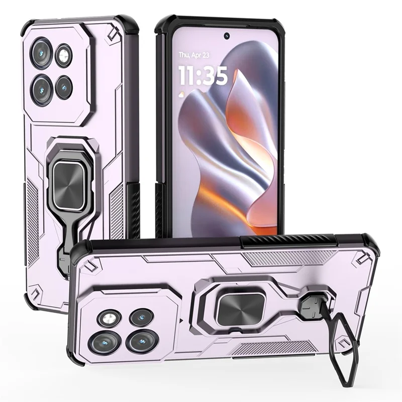 Phone Case for Motorola Edge 50 Neo 5G / Moto S50 5G / ThinkPhone 25 5G Rotatable Ring Kickstand PC + TPU Shockproof Cover - Purple