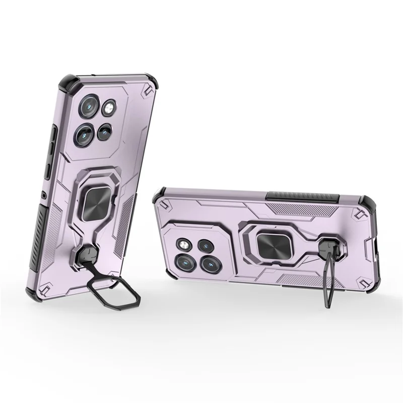 Phone Case for Motorola Edge 50 Neo 5G / Moto S50 5G / ThinkPhone 25 5G Rotatable Ring Kickstand PC + TPU Shockproof Cover - Purple