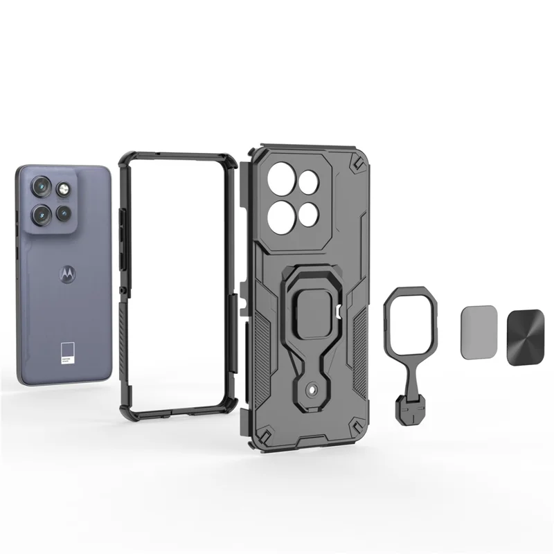Phone Case for Motorola Edge 50 Neo 5G / Moto S50 5G / ThinkPhone 25 5G Rotatable Ring Kickstand PC + TPU Shockproof Cover - Purple