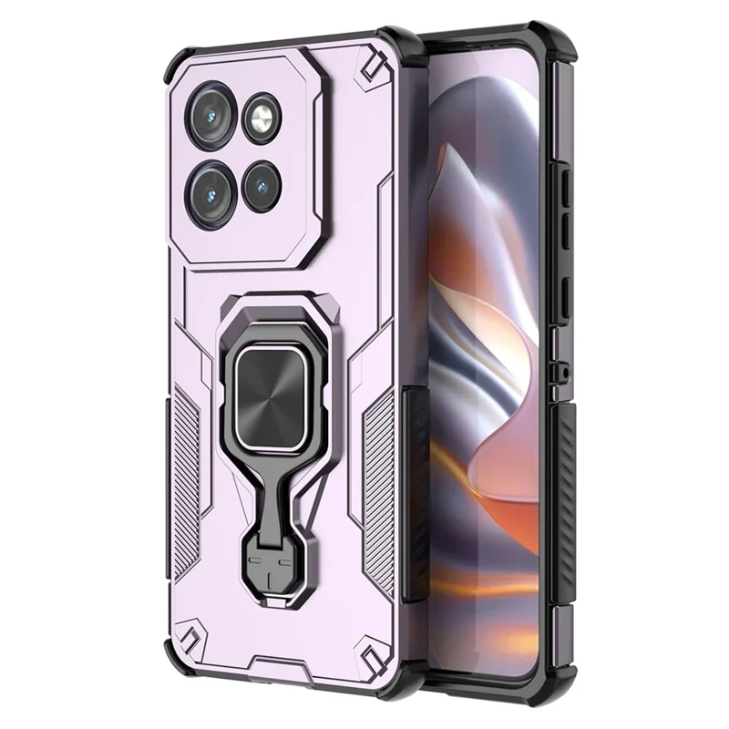 Phone Case for Motorola Edge 50 Neo 5G / Moto S50 5G / ThinkPhone 25 5G Rotatable Ring Kickstand PC + TPU Shockproof Cover - Purple
