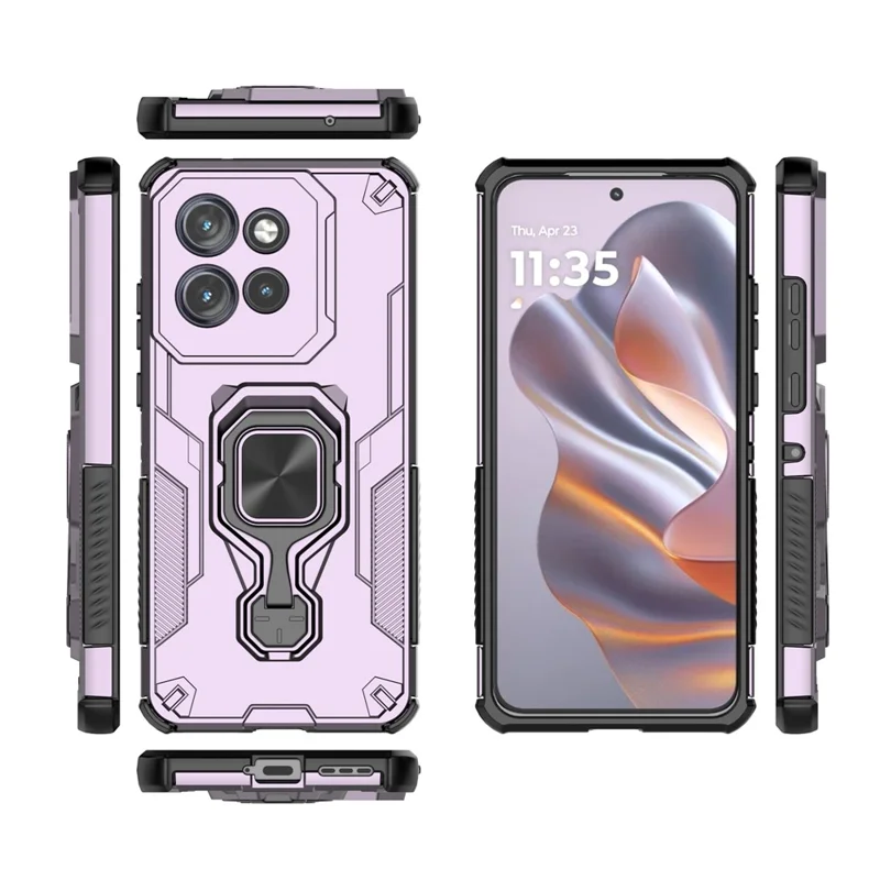 Phone Case for Motorola Edge 50 Neo 5G / Moto S50 5G / ThinkPhone 25 5G Rotatable Ring Kickstand PC + TPU Shockproof Cover - Purple