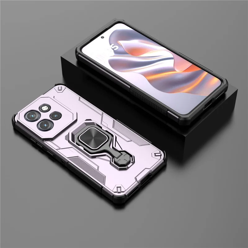 Phone Case for Motorola Edge 50 Neo 5G / Moto S50 5G / ThinkPhone 25 5G Rotatable Ring Kickstand PC + TPU Shockproof Cover - Purple