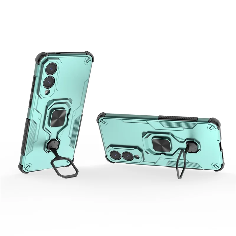 For Samsung Galaxy S25 Edge Case Rotatable Ring Kickstand PC + TPU Shockproof Phone Cover - Green