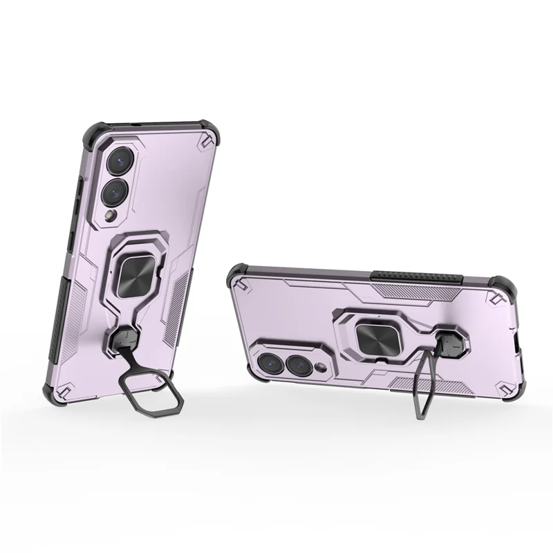 For Samsung Galaxy S25 Edge Case Rotatable Ring Kickstand PC + TPU Shockproof Phone Cover - Purple