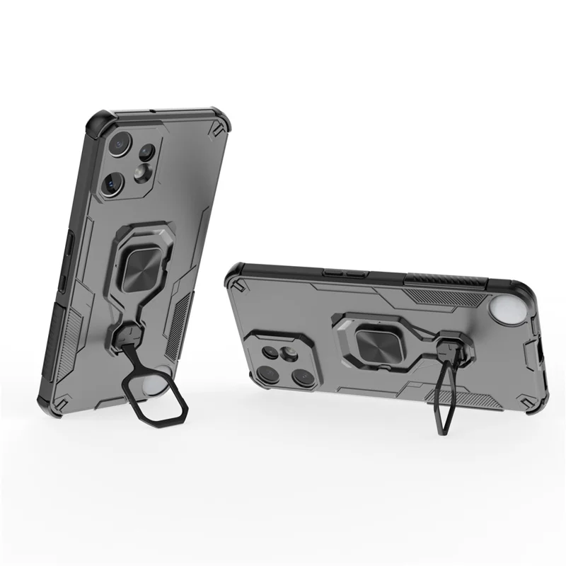 For Nothing CMF Phone 2 Pro Case Rotatable Ring Kickstand PC + TPU Shockproof Phone Cover - Black