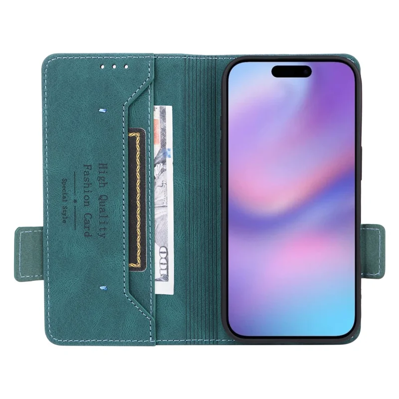 For iPhone 17 Case Leather Wallet Flip Phone Cover with Hardware Decor - Blue