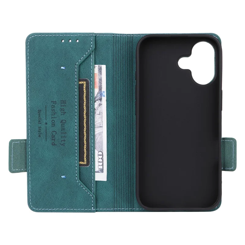 For iPhone 17 Case Leather Wallet Flip Phone Cover with Hardware Decor - Blue