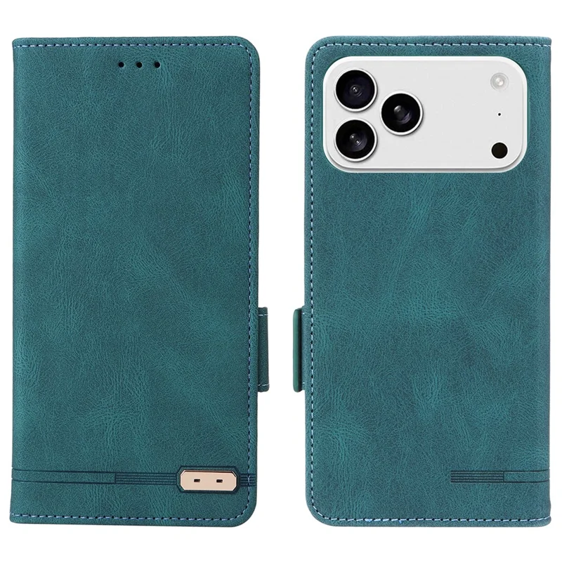 Til iPhone 17 Pro Max Taske i Læder, Wallet Flip Cover med Hardwaredekoration - Blå