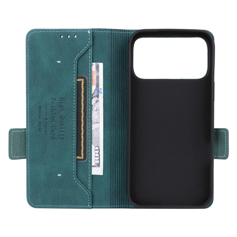 Til iPhone 17 Pro Max Taske i Læder, Wallet Flip Cover med Hardwaredekoration - Blå