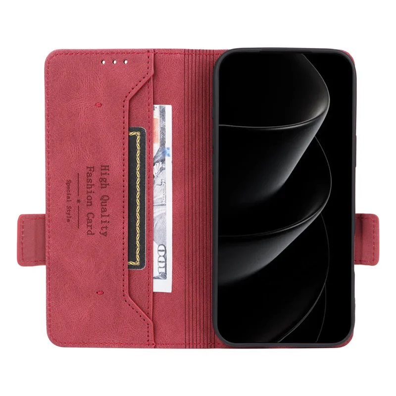 For iPhone 18 Pro Max / 17 Pro Max Case Leather Wallet Flip Phone Cover with Hardware Decor - Rose