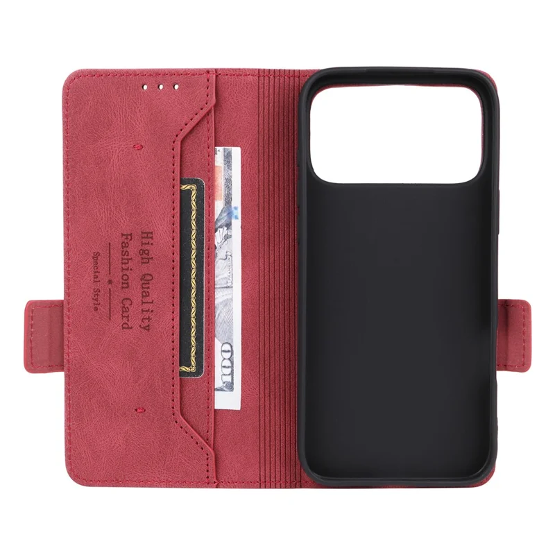 For iPhone 18 Pro Max / 17 Pro Max Case Leather Wallet Flip Phone Cover with Hardware Decor - Rose