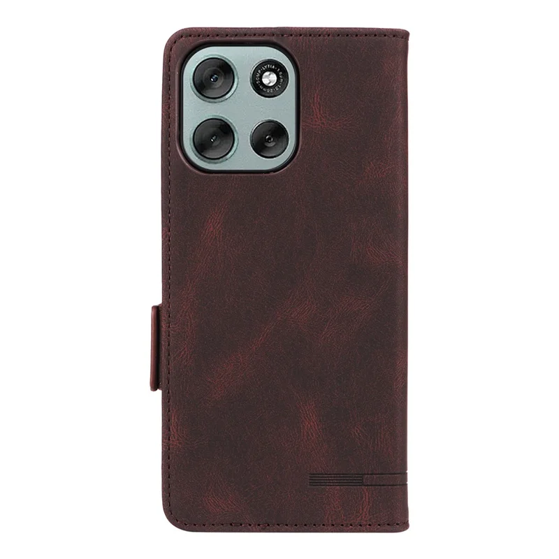 For Motorola Moto G56 5G Case Leather Wallet Flip Phone Cover with Hardware Decor - Coffee