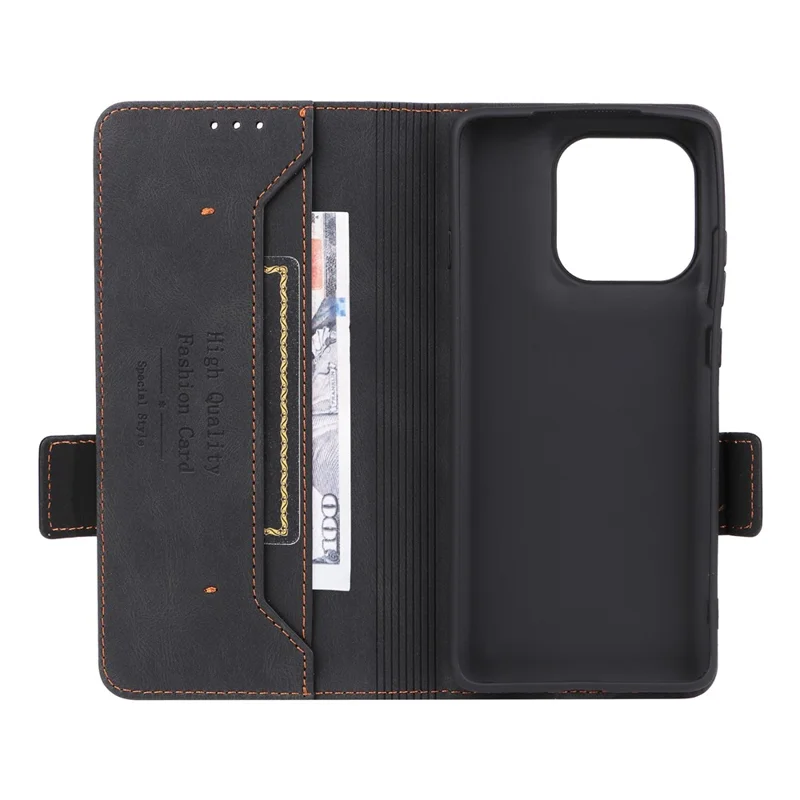 Capa para Motorola Edge 60 Pro 5G com Carteira de Couro, Flip e Decoração em Hardware - Preto