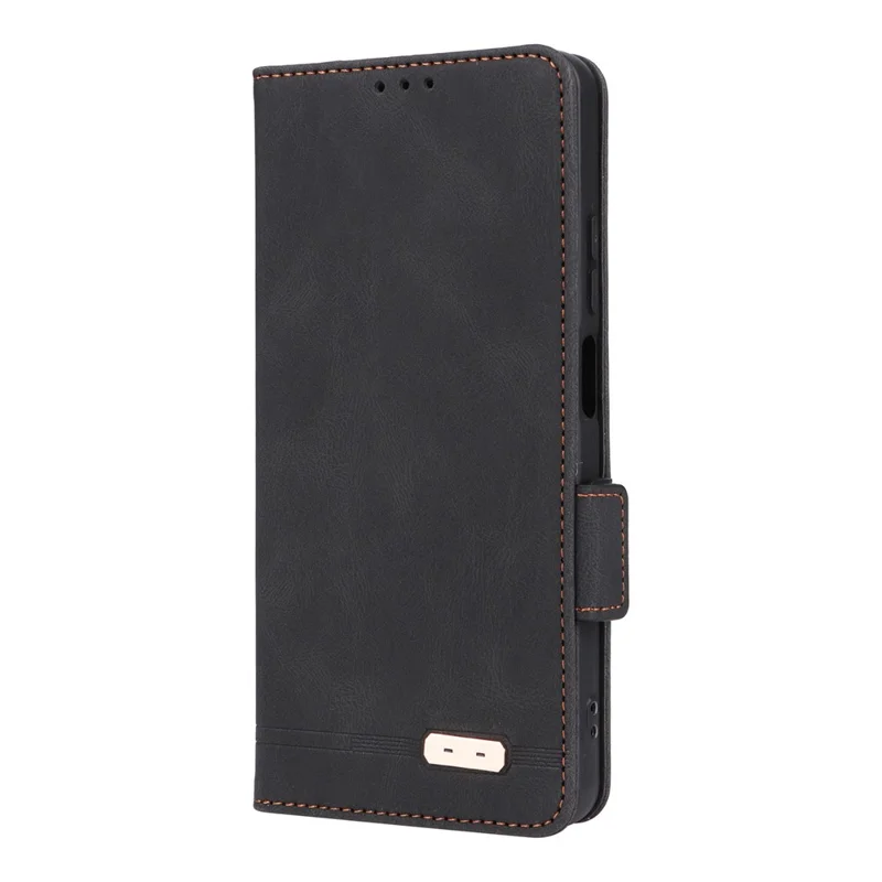 Capa Carteira de Couro para Oppo A5x 5G / 4G com Decoração em Hardware - Preto