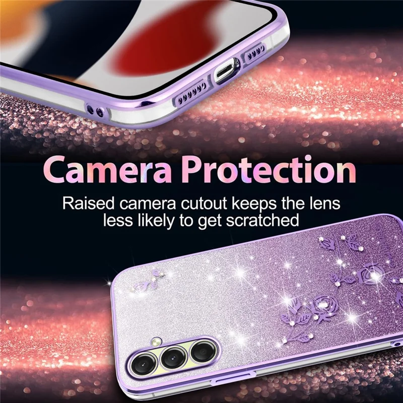 KADEM Para Funda de Samsung Galaxy A17 Floral TPU Flexible Degradado Carcasa de Teléfono - Morado