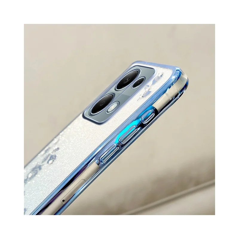 KADEM Cover per Xiaomi Redmi Note 13 Pro 4G / Note 14S 4G / Poco M6 Pro 4G, Cover TPU Sfumata con Motivo Floreale e Cordino - Oro Rosa