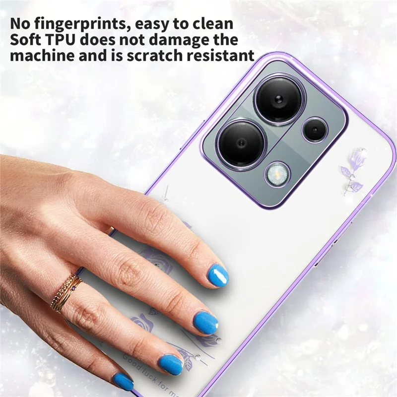 Capa de Telefone KADEM para Xiaomi Redmi Note 13 Pro 4G / Note 14S 4G / Poco M6 Pro 4G, Decoração de Strass Floral em TPU - Roxo