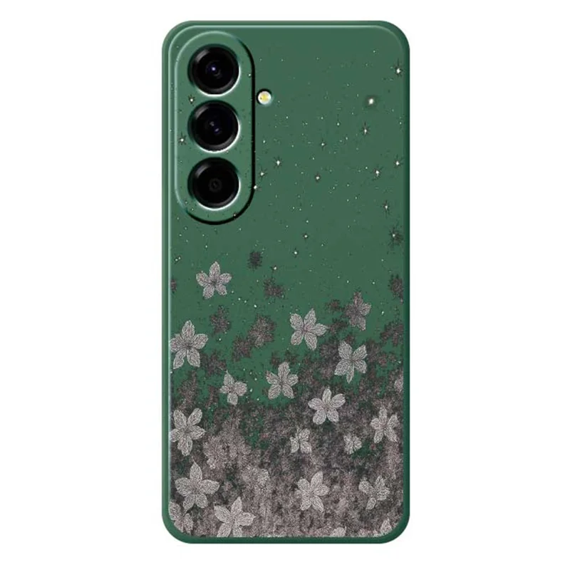 Cover per Samsung Galaxy A56 5G - Custodia con Bordi Dritti, Motivo Fiori Grigi, Cover Posteriore in TPU - Verde