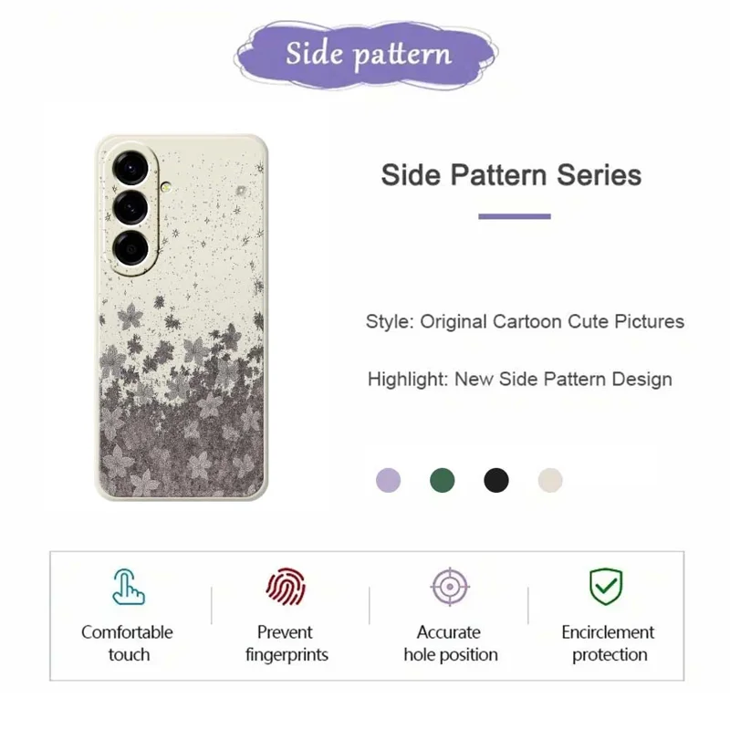 Cover per Samsung Galaxy A56 5G - Custodia con Bordi Dritti, Motivo Fiori Grigi, Cover Posteriore in TPU - Verde