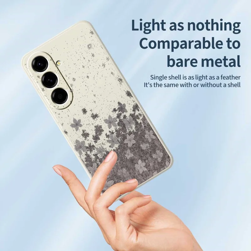 Cover per Samsung Galaxy A56 5G - Custodia con Bordi Dritti, Motivo Fiori Grigi, Cover Posteriore in TPU - Verde
