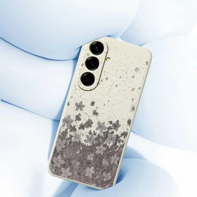 Cover per Samsung Galaxy A56 5G - Custodia con Bordi Dritti, Motivo Fiori Grigi, Cover Posteriore in TPU - Verde