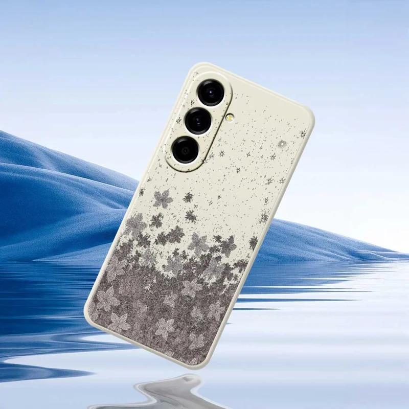 Cover per Samsung Galaxy A56 5G - Custodia con Bordi Dritti, Motivo Fiori Grigi, Cover Posteriore in TPU - Verde