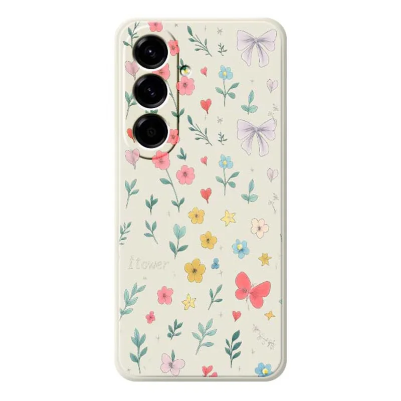 For Samsung Galaxy A56 5G Case Floral Bow Pattern Printing Straight Edge TPU Phone Back Cover - Beige
