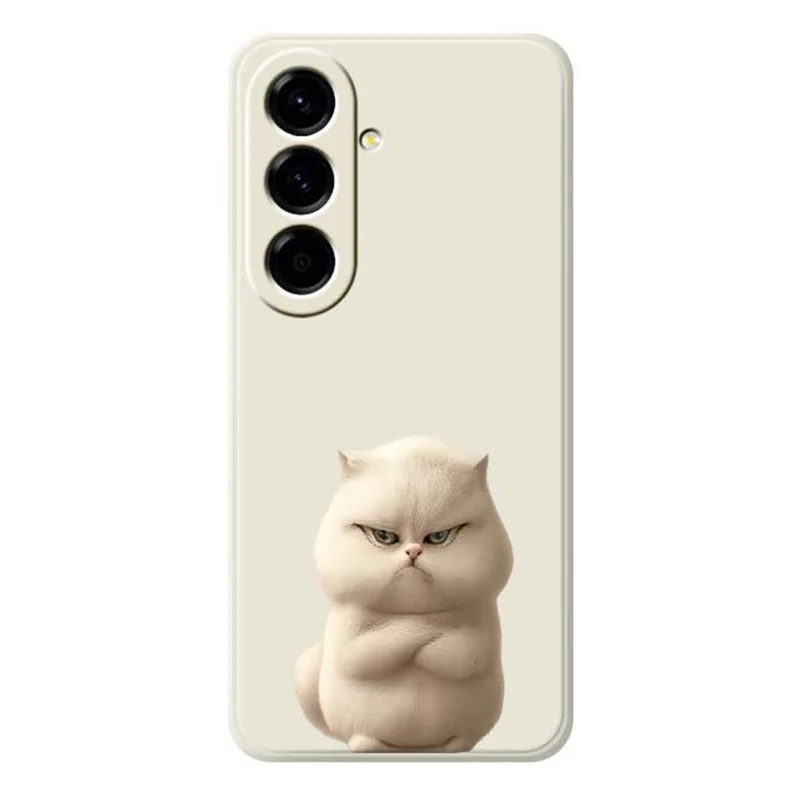 Samsung Galaxy A56 5G-hoesje met boze kattenprint Rechte rand TPU-telefoonhoesje - Beige