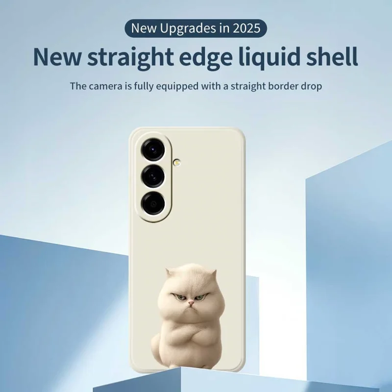 Samsung Galaxy A56 5G-hoesje met boze kattenprint Rechte rand TPU-telefoonhoesje - Beige