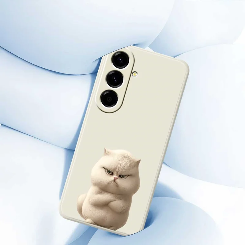 Samsung Galaxy A56 5G-hoesje met boze kattenprint Rechte rand TPU-telefoonhoesje - Beige