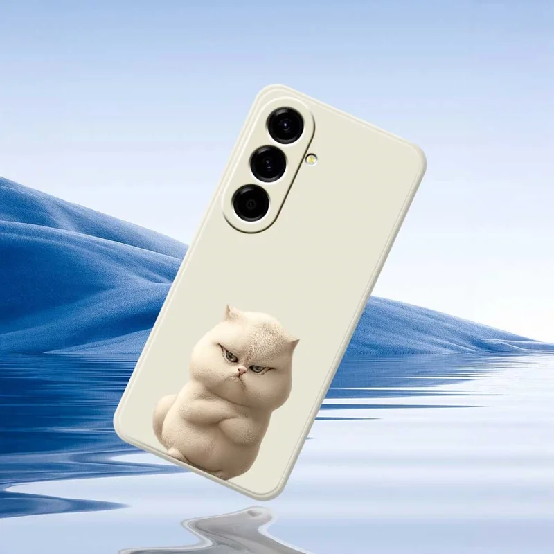 Samsung Galaxy A56 5G-hoesje met boze kattenprint Rechte rand TPU-telefoonhoesje - Beige