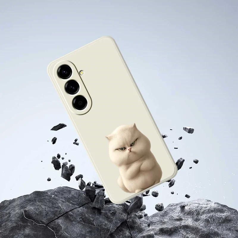 Samsung Galaxy A56 5G-hoesje met boze kattenprint Rechte rand TPU-telefoonhoesje - Beige