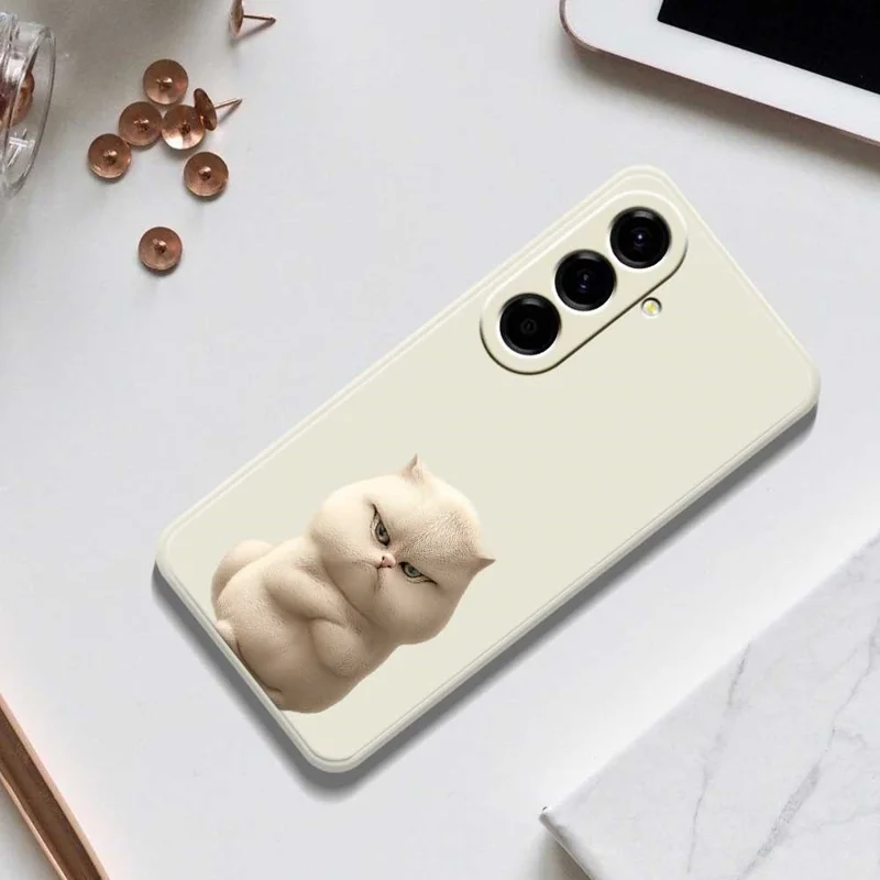 Samsung Galaxy A56 5G-hoesje met boze kattenprint Rechte rand TPU-telefoonhoesje - Beige