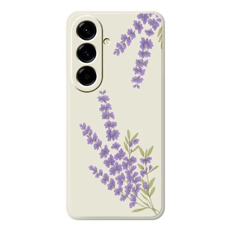 For Samsung Galaxy A56 5G Case Lavender Pattern Printing Straight Edge TPU Phone Back Cover - Beige