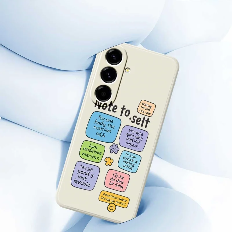 For Samsung Galaxy A56 5G Case Colored Sticky Notes Pattern Printing Straight Edge TPU Phone Back Cover - Beige