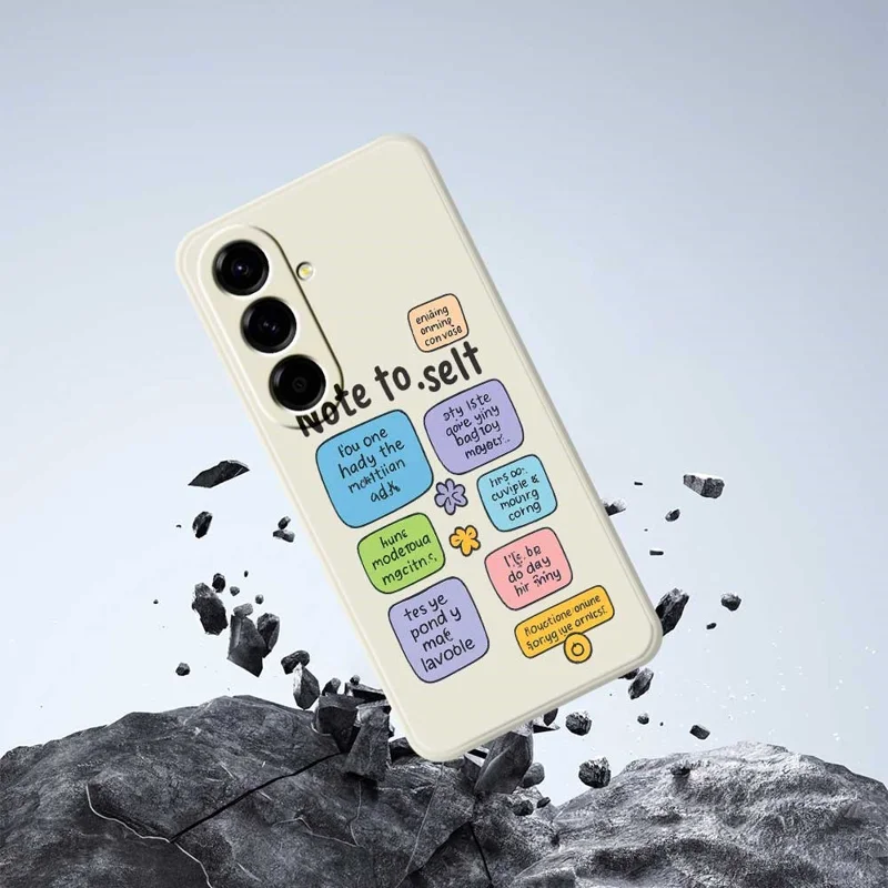 For Samsung Galaxy A56 5G Case Colored Sticky Notes Pattern Printing Straight Edge TPU Phone Back Cover - Beige