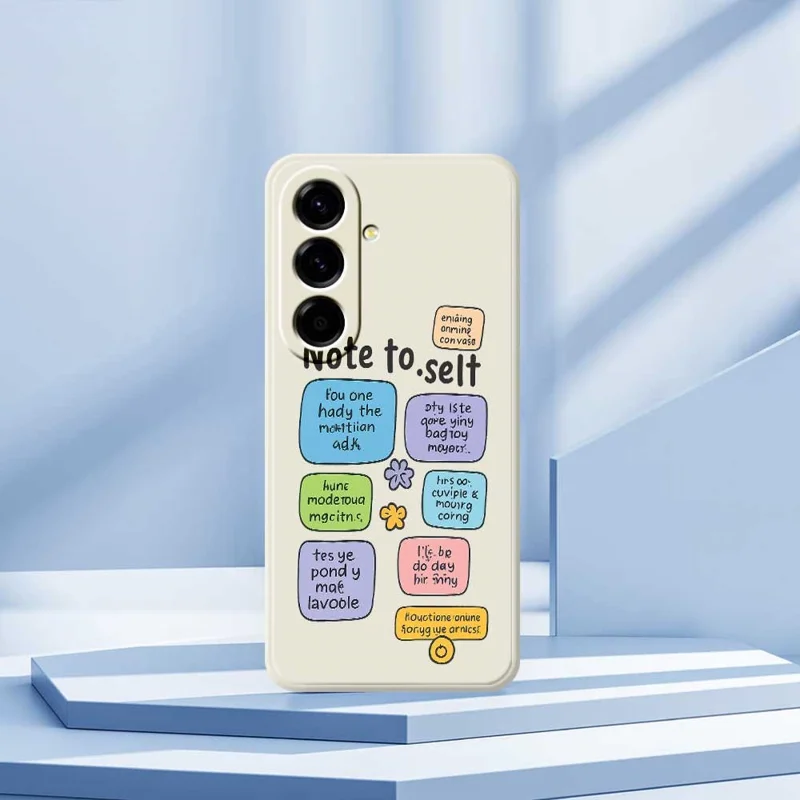 For Samsung Galaxy A56 5G Case Colored Sticky Notes Pattern Printing Straight Edge TPU Phone Back Cover - Beige