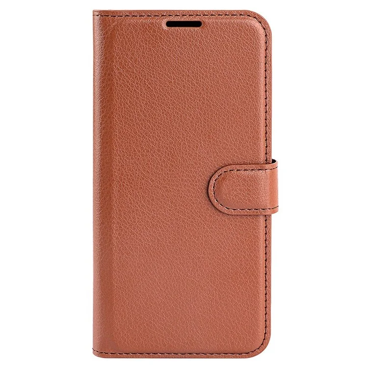 For Samsung Galaxy S23 Ultra Mobile Phone Case Litchi Texture PU Leather Full Protection Flip Stand Wallet Phone Cover - Brown