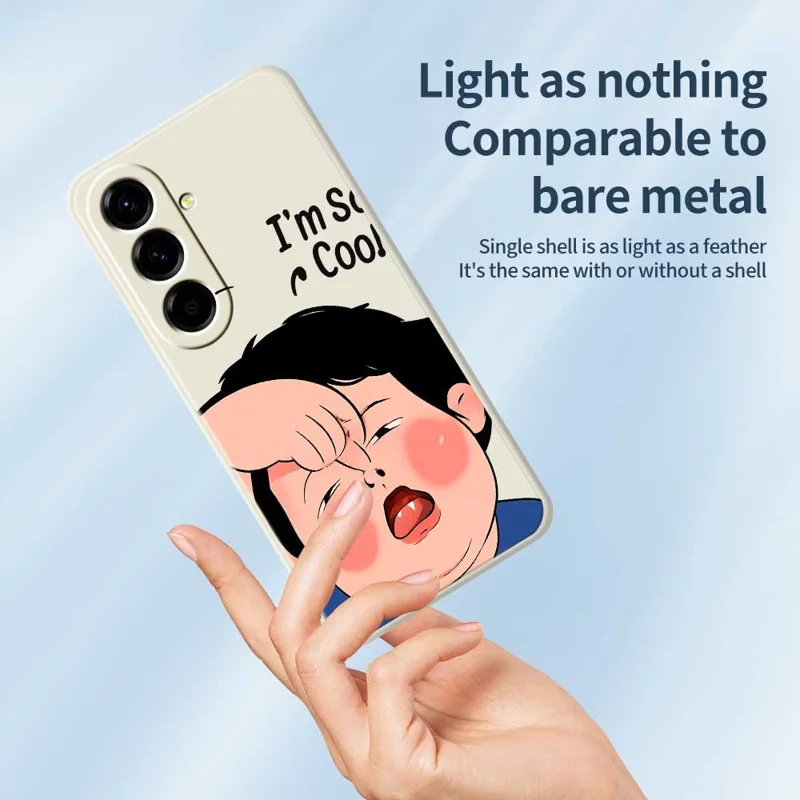 TPU-hoesje voor Samsung Galaxy A56 5G met grappige kindergezichten, rechte rand, TPU-telefoonhoesje - Beige