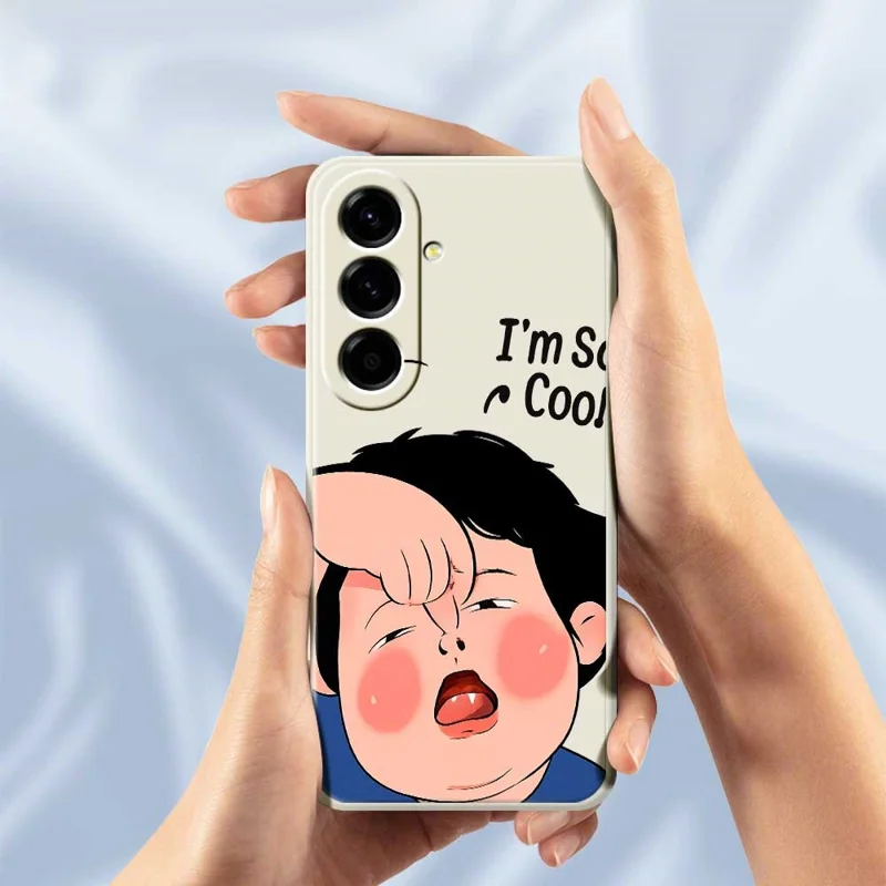 TPU-hoesje voor Samsung Galaxy A56 5G met grappige kindergezichten, rechte rand, TPU-telefoonhoesje - Beige