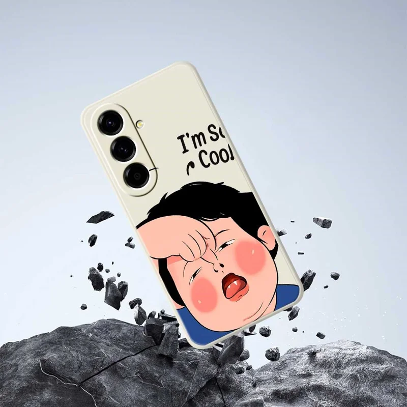 TPU-hoesje voor Samsung Galaxy A56 5G met grappige kindergezichten, rechte rand, TPU-telefoonhoesje - Beige