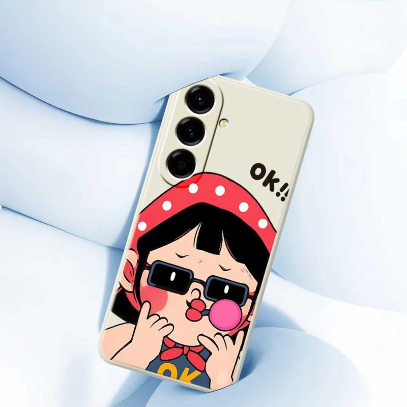 Samsung Galaxy A56 5G-hoesje met schattig kinderpatroon Rechte rand TPU-telefoonhoesje - Beige