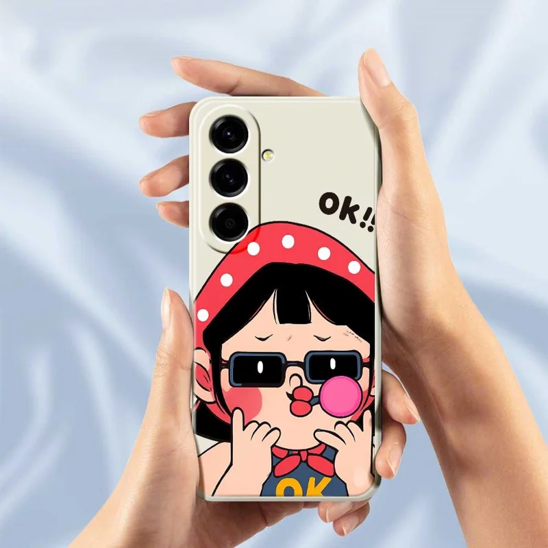 Samsung Galaxy A56 5G-hoesje met schattig kinderpatroon Rechte rand TPU-telefoonhoesje - Beige