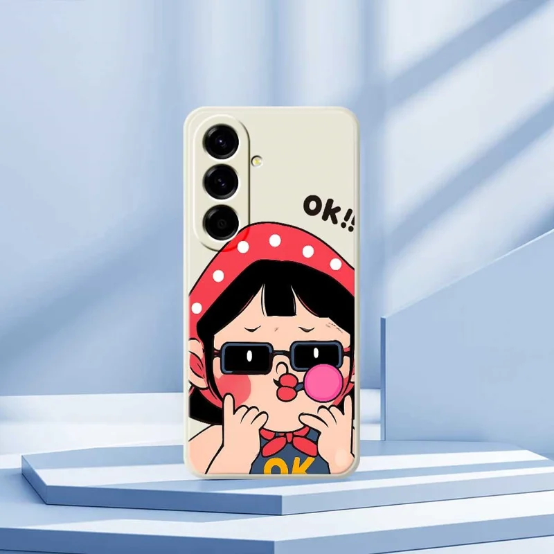 Samsung Galaxy A56 5G-hoesje met schattig kinderpatroon Rechte rand TPU-telefoonhoesje - Beige