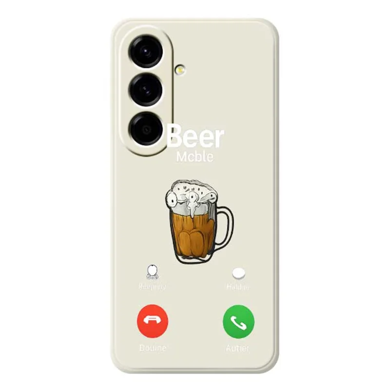 For Samsung Galaxy A56 5G Case Beer Pattern Printing Straight Edge TPU Phone Back Cover - Beige