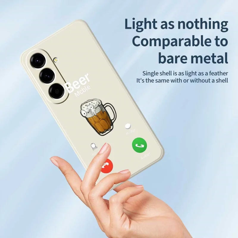 For Samsung Galaxy A56 5G Case Beer Pattern Printing Straight Edge TPU Phone Back Cover - Beige