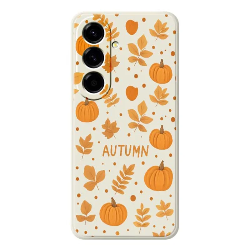 For Samsung Galaxy A56 5G Case Autumn Theme Pattern Printing Straight Edge TPU Phone Back Cover - Beige