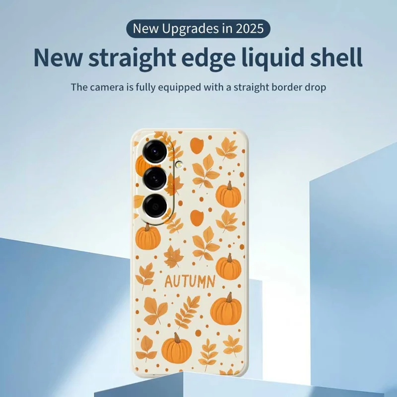 For Samsung Galaxy A56 5G Case Autumn Theme Pattern Printing Straight Edge TPU Phone Back Cover - Beige
