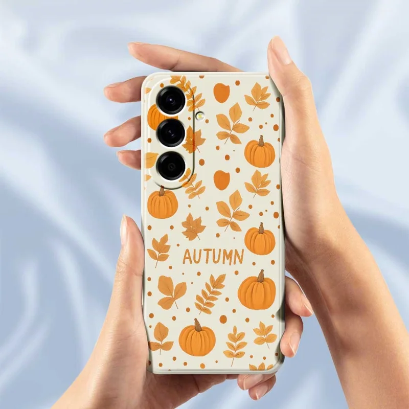 For Samsung Galaxy A56 5G Case Autumn Theme Pattern Printing Straight Edge TPU Phone Back Cover - Beige