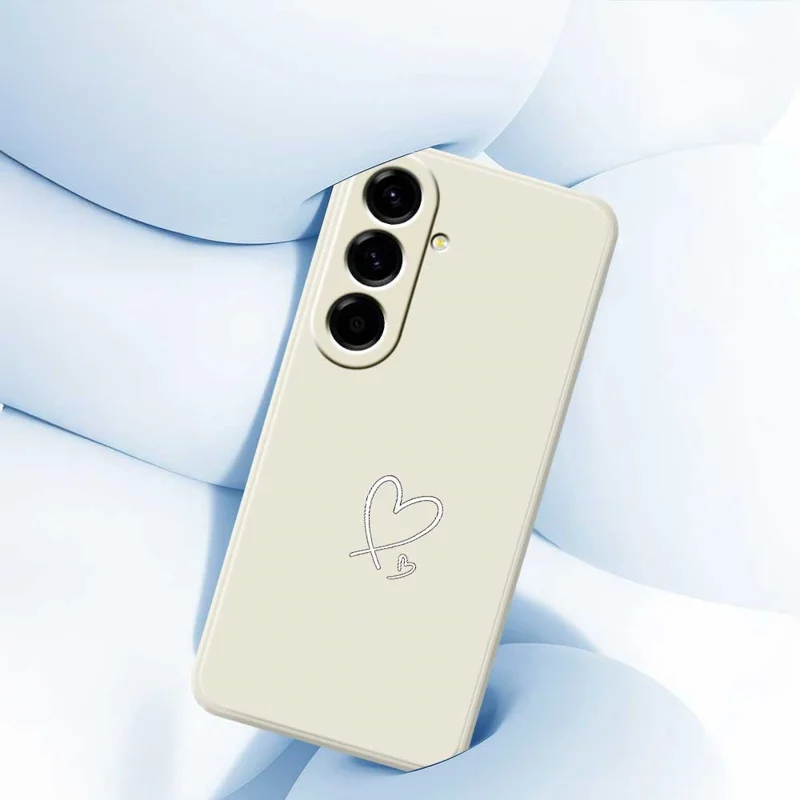For Samsung Galaxy A56 5G Case White Love Pattern Printing Straight Edge TPU Phone Back Cover - Beige